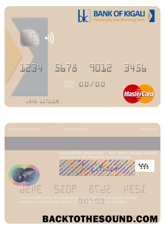 Λήψη Ρουάντα Τράπεζα of Kigali Mastercard Δείγμα σχεδιασμό