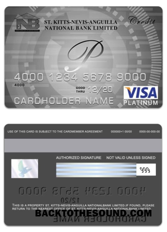 Λήψη Saint Kitts and Nevis εθνικός Τράπεζα Limited Βίζα platinum Κάρτα Δείγμα προσχέδιο