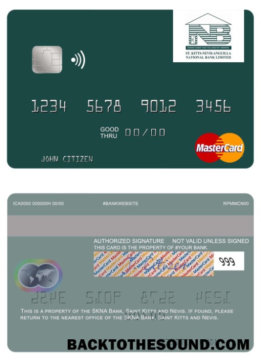 Λήψη Saint Kitts and Nevis SKNA Τράπεζα Mastercard Δείγμα σχεδιασμό