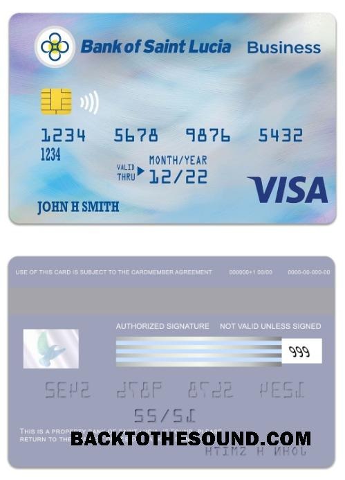 Λήψη Saint Lucia Τράπεζα of Saint Lucia Βίζα Επιχείρηση Κάρτα Δείγμα δείγμα