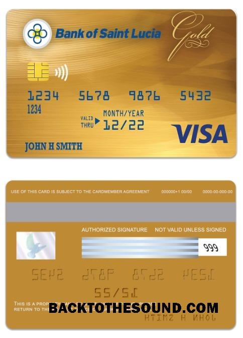 Λήψη Saint Lucia Τράπεζα of Saint Lucia Βίζα gold Κάρτα Δείγμα δείγμα