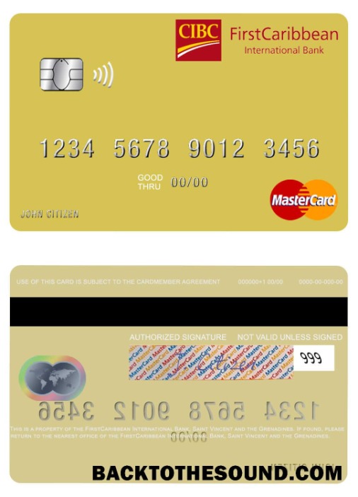 Λήψη Saint Vincent and the Grenadines FirstCaribbean διεθνής Τράπεζα Mastercard Δείγμα πρότυπο