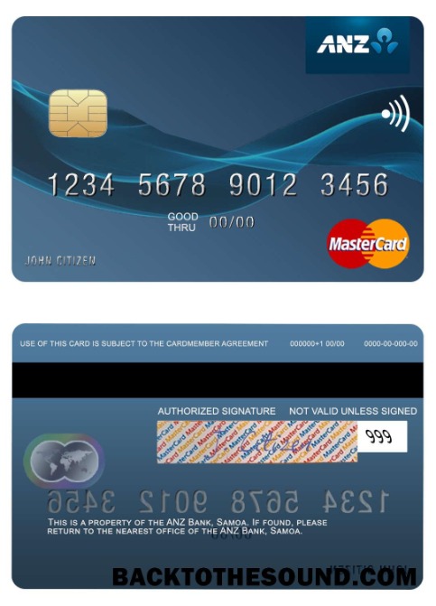 Λήψη Σαμόα ANZ Τράπεζα Mastercard Δείγμα προεπισκόπηση