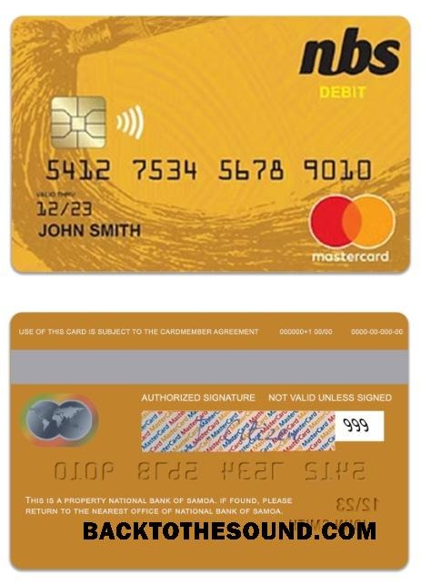 Λήψη Σαμόα εθνικός Τράπεζα of Σαμόα Χρέωση Mastercard Δείγμα προσχέδιο