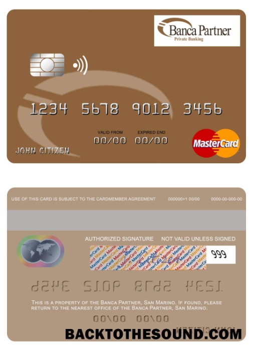 Λήψη Άγιος Μαρίνος Banca Partner Mastercard Δείγμα πρότυπο