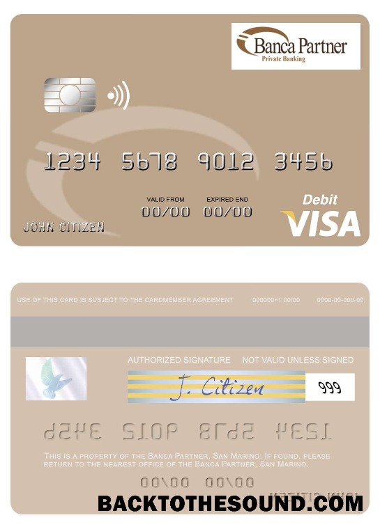 Λήψη Άγιος Μαρίνος Banca Partner Βίζα Χρέωση Κάρτα Δείγμα πρότυπο