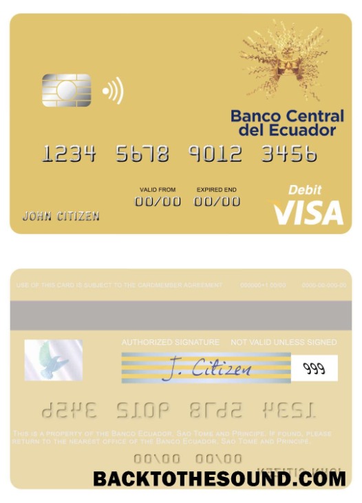 Λήψη Σάο Τομέ και Πρίνσιπε Banco Ισημερινός Βίζα Χρέωση Κάρτα Δείγμα σχεδιασμό