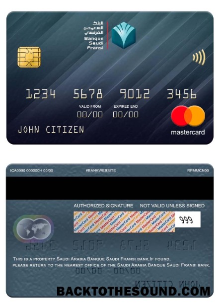 Λήψη Σαουδική Αραβία Banque Saudi Fransi Τράπεζα Mastercard Δείγμα σχεδιασμό