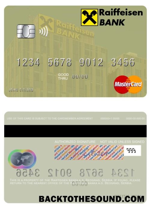 Λήψη Σερβία Raiffeisen banka a.d. Beograd Mastercard Δείγμα δείγμα