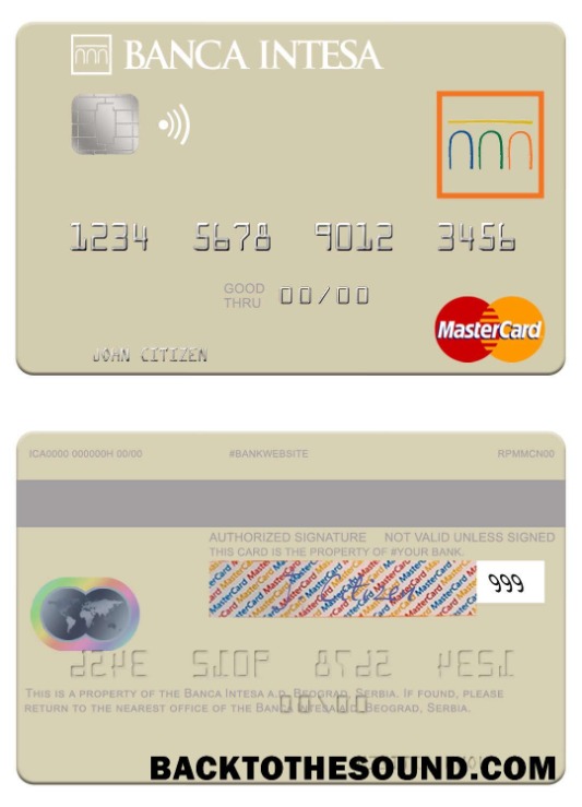 Λήψη Σερβία The Banca Intesa a.d. Beograd Mastercard Δείγμα προσχέδιο