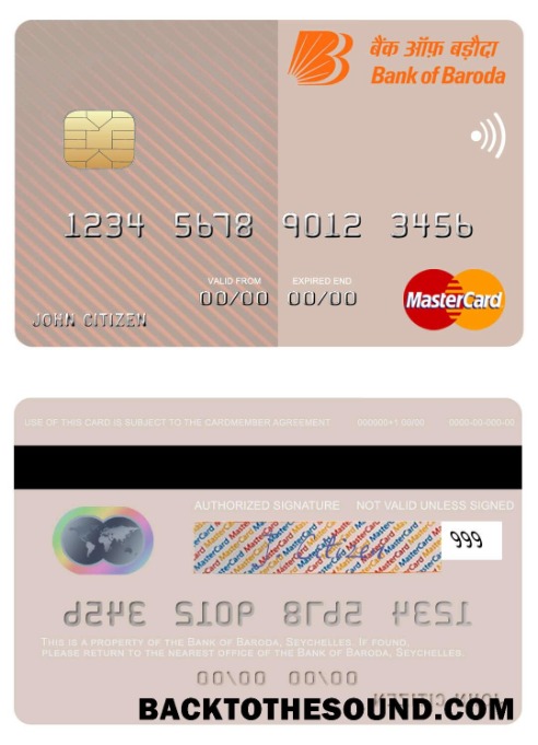 Λήψη Σεϋχέλλες Τράπεζα of Baroda Mastercard Δείγμα σχεδιασμό