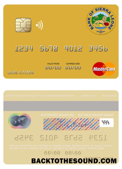Λήψη Σιέρα Λεόνε Τράπεζα of Σιέρα Λεόνε Mastercard Δείγμα πρότυπο