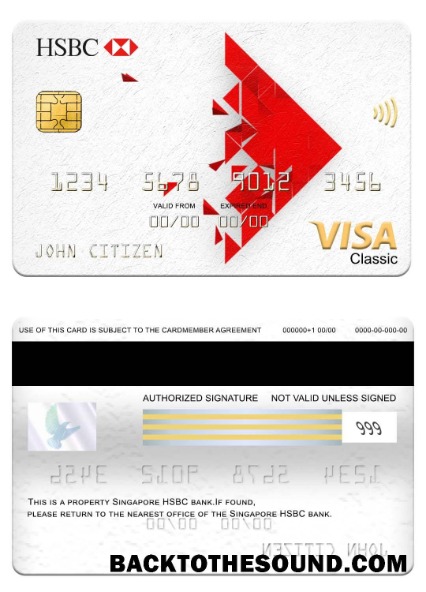 Λήψη Σιγκαπούρη HSBC Τράπεζα Βίζα classic Κάρτα Δείγμα πρότυπο