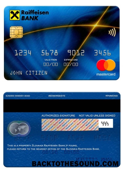 Λήψη Σλοβακία Raiffeisen Τράπεζα Mastercard Δείγμα προεπισκόπηση