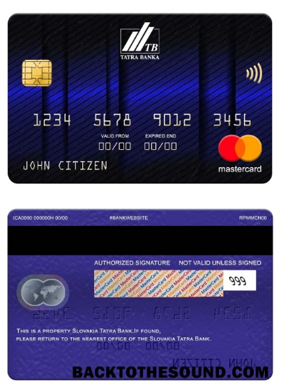 Λήψη Σλοβακία Tatra Τράπεζα Mastercard Δείγμα δείγμα