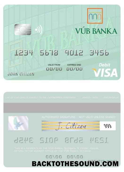 Λήψη Σλοβακία VÚB Banka Βίζα Χρέωση Κάρτα Δείγμα προσχέδιο