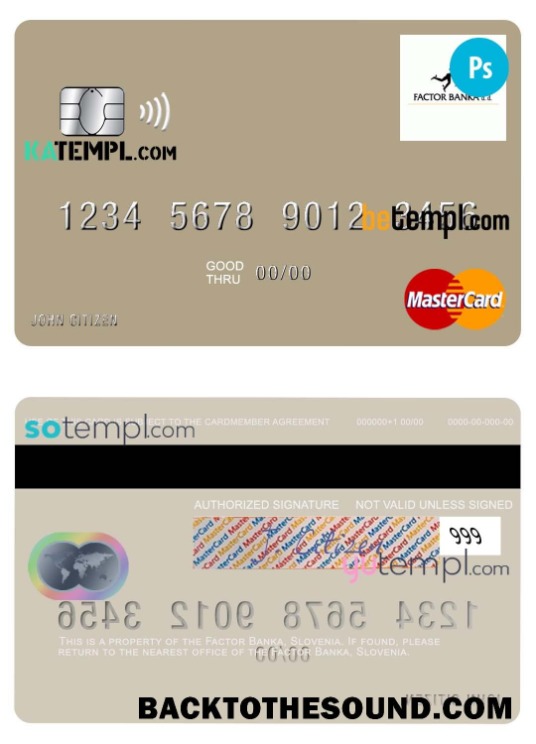 Λήψη Σλοβενία Factor Banka Mastercard in PSD Μορφή Δείγμα πρότυπο