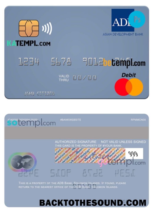 Λήψη Νήσοι Σολομώντα ADB Τράπεζα Mastercard Πίστωση Κάρτα in PSD Μορφή Δείγμα δείγμα