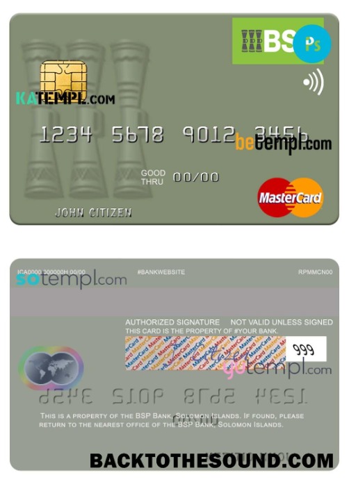 Λήψη Νήσοι Σολομώντα BSP Τράπεζα Mastercard Πίστωση Κάρτα in PSD Μορφή Δείγμα σχεδιασμό
