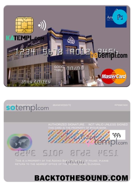 Λήψη Σομαλία Amal Τράπεζα Mastercard Πίστωση Κάρτα in PSD Μορφή Δείγμα πρότυπο