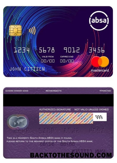 Λήψη Νότια Αφρική ABSA Τράπεζα Mastercard Δείγμα πρότυπο