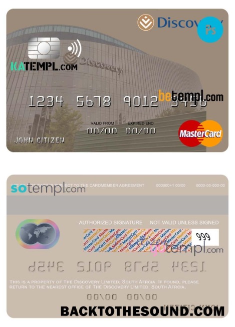 Λήψη Νότια Αφρική Discovery Limited Mastercard Πίστωση Κάρτα in PSD Μορφή Δείγμα προσχέδιο