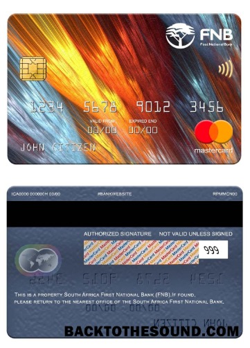 Λήψη Νότια Αφρική First εθνικός Τράπεζα (FNB) Mastercard Δείγμα πρότυπο
