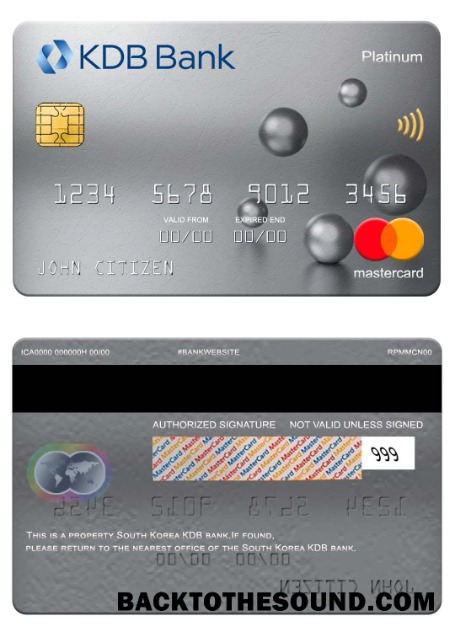 Λήψη Νότια Κορέα KDB Τράπεζα Mastercard platinum Δείγμα σχεδιασμό