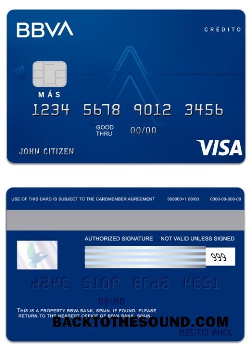 Λήψη Ισπανία BBVA Τράπεζα Βίζα Πίστωση Κάρτα Δείγμα σχεδιασμό