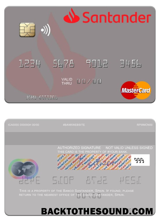 Λήψη Ισπανία Banco Santander Mastercard Δείγμα σχεδιασμό