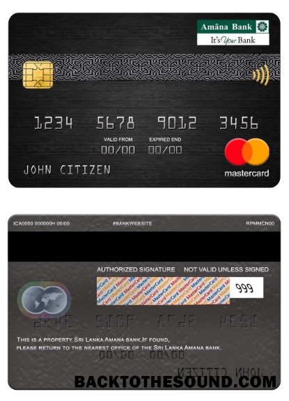 Λήψη Σρι Λάνκα Amana Τράπεζα Mastercard Δείγμα πρότυπο