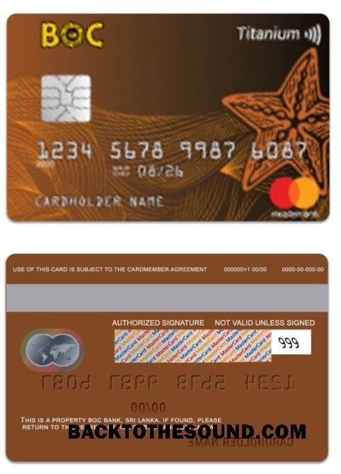 Λήψη Σρι Λάνκα BOC Τράπεζα titanium Mastercard Δείγμα σχεδιασμό