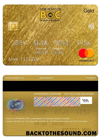 Λήψη Σρι Λάνκα Τράπεζα of Ceylon Τράπεζα Mastercard gold Δείγμα σχεδιασμό