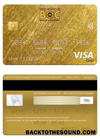 Λήψη Σρι Λάνκα Τράπεζα of Ceylon Τράπεζα Βίζα gold Κάρτα Δείγμα πρότυπο