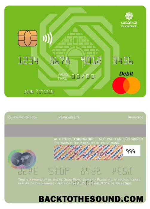 Λήψη State of Παλαιστίνη Al Quds Τράπεζα Mastercard Δείγμα προσχέδιο