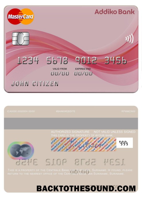 Λήψη Σουρινάμ Centrale Τράπεζα van Σουρινάμ Mastercard Δείγμα προσχέδιο