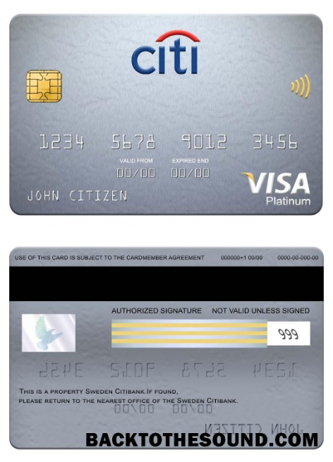 Λήψη Σουηδία Citibank Βίζα platinum Κάρτα Δείγμα πρότυπο