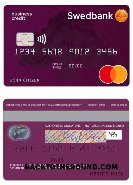 Λήψη Σουηδία SwedBank Πίστωση Mastercard Δείγμα προσχέδιο