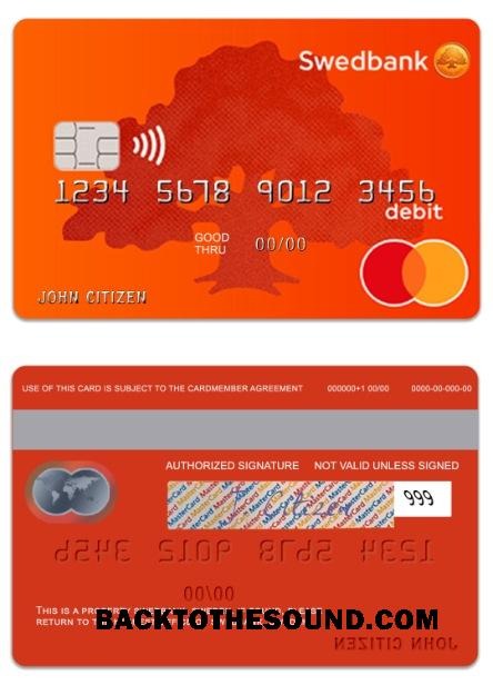 Λήψη Σουηδία SwedBank Χρέωση Mastercard Δείγμα προσχέδιο