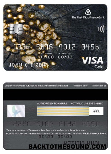 Λήψη Τατζικιστάν The First MicroFinance (FMFB) Τράπεζα Βίζα gold Κάρτα Δείγμα σχεδιασμό