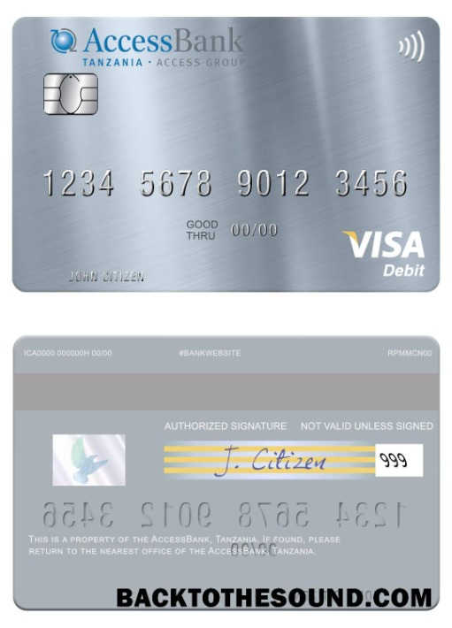 Λήψη Τανζανία AccessBank Βίζα Χρέωση Κάρτα Δείγμα δείγμα