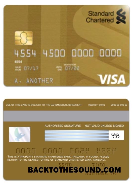 Λήψη Τανζανία στάνταρ Chartered Τράπεζα Βίζα gold Χρέωση Κάρτα Δείγμα σχεδιασμό