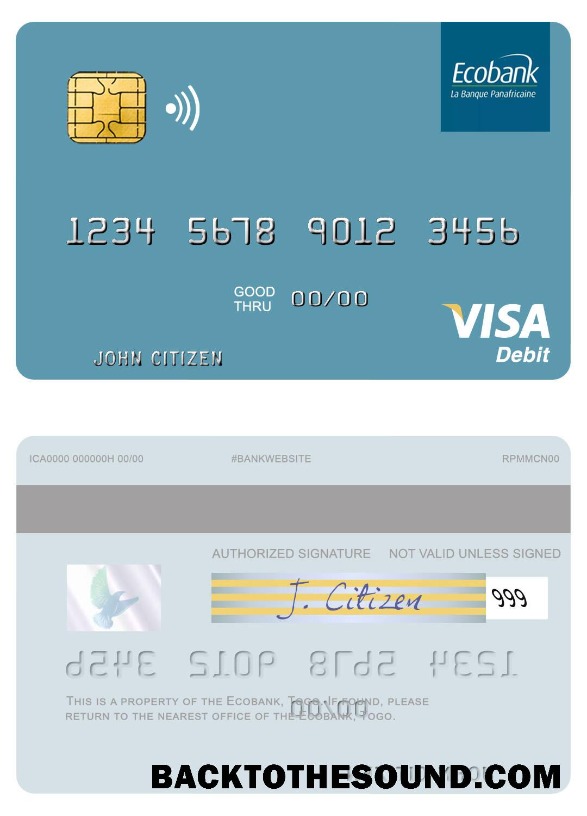 Λήψη Τόγκο Ecobank Βίζα Χρέωση Κάρτα Δείγμα πρότυπο