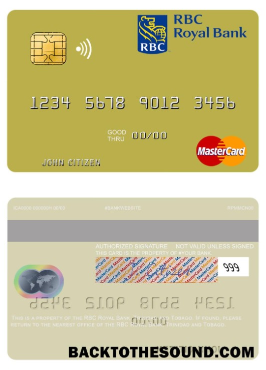 Λήψη Τρινιντάντ και Τομπάγκο RBC Royal Τράπεζα Mastercard Δείγμα πρότυπο
