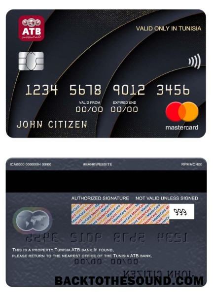 Λήψη Τυνησία ATB Τράπεζα Mastercard Δείγμα προεπισκόπηση