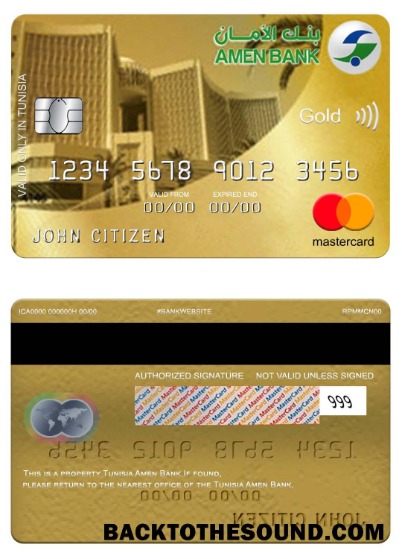 Λήψη Τυνησία Amen Τράπεζα Mastercard gold Δείγμα σχεδιασμό