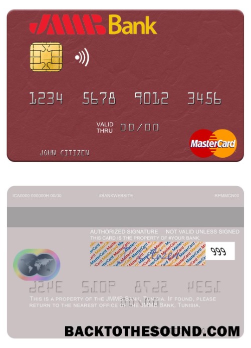 Λήψη Τυνησία JMMB Τράπεζα Mastercard Δείγμα πρότυπο