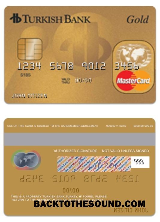 Λήψη Τουρκία TurkishBank gold Mastercard Δείγμα προσχέδιο