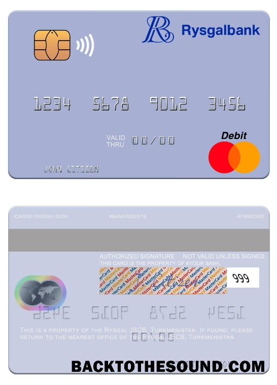 Λήψη Τουρκμενιστάν Rysgal JSCB Mastercard Δείγμα πρότυπο