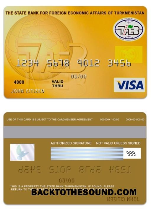 Λήψη Τουρκμενιστάν The State Τράπεζα Βίζα Κάρτα Δείγμα προεπισκόπηση